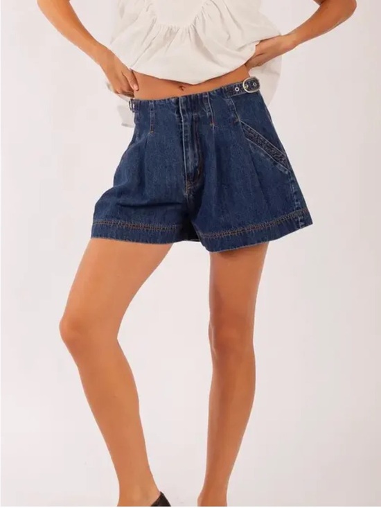 Veronica Beard Pants - Veronica Beard Dark Blue Denim High-Waist Shorts
